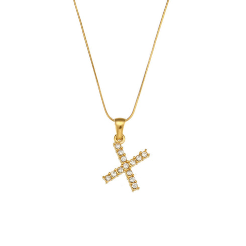 Letter stainless steel necklace plating zircon stainless steel necklaces