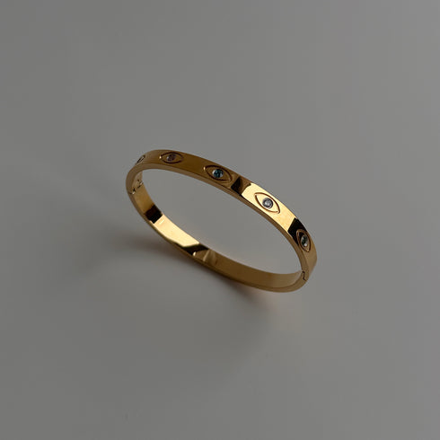 Titanium steel plating inlay zircon 18k gold plated bangle