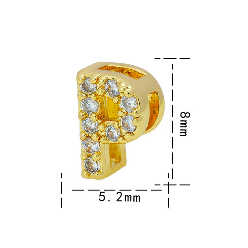 Letter titanium steel copper 18k gold plated charms (without chain)