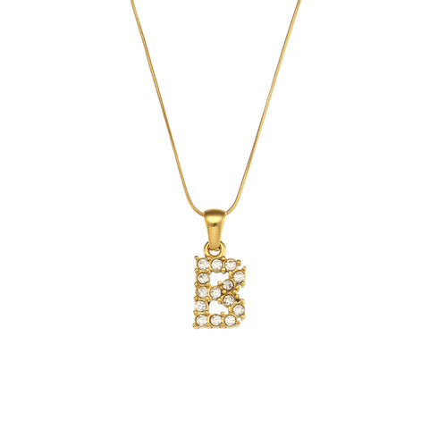 Letter stainless steel necklace plating zircon stainless steel necklaces