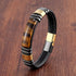 Hip-hop punk rectangle leather stone men's bracelets