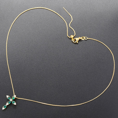 Luxurious Cross Inlay Zircon Pendant Necklace
