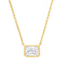 Rectangle titanium steel plating inlay zircon pendant necklace