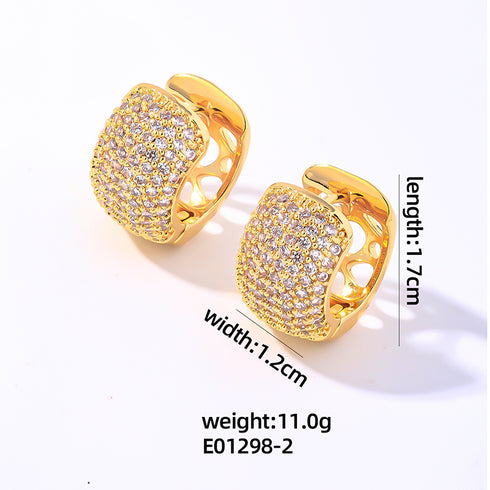 Hoops inlay copper zircon gold plated earrings