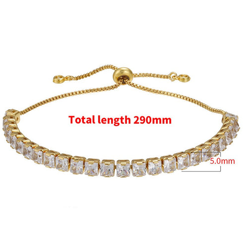 Square zircon bracelet geometric pull adjustable