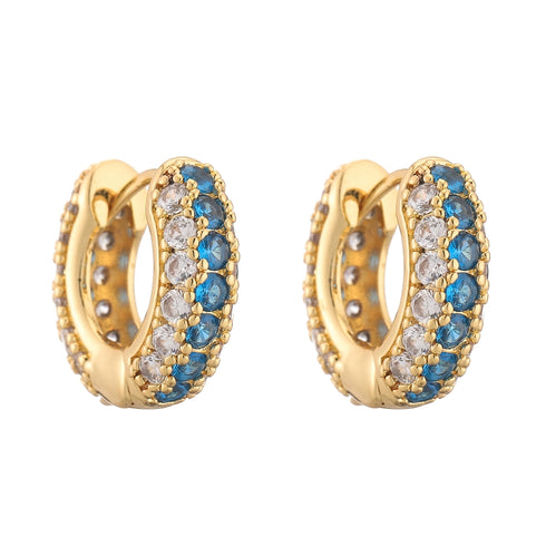 Shiny round plating inlay zircon earrings