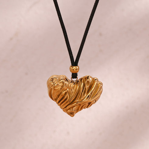 Style heart shape stainless steel plating 18k gold plated pendant necklace