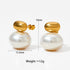 Elegant simple style oval plating inlay stainless steel pearl ear studs