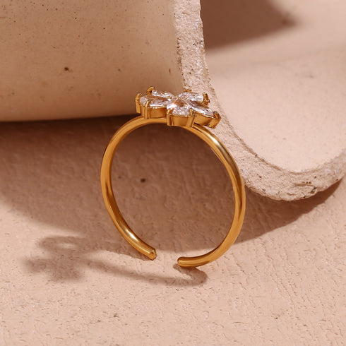 Flower delicate open rings