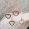 18K Gold Plated Elegant Heart Shape Inlay Zircon Pendant Necklace