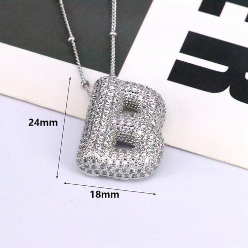 Letter plating silver plated pendant necklace