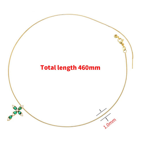 Luxurious Cross Inlay Zircon Pendant Necklace