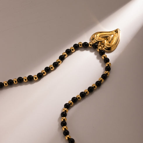 Stainless steel beaded plating 18k gold plated pendant necklace