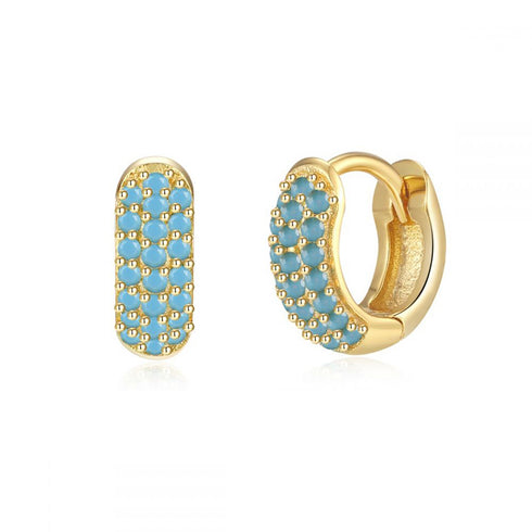 Round plating inlay copper zircon white gold plated gold plated earrings