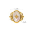 Hexagram stainless steel titanium steel plating inlay shell 18k gold plated open rings