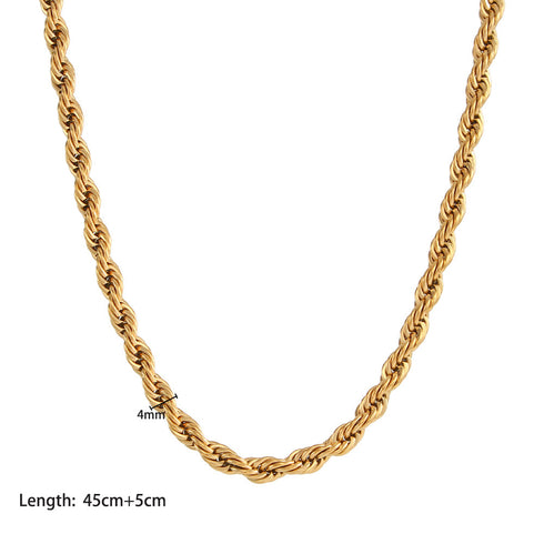 Hip-hop geometric stainless steel titanium steel chain 18k gold plated necklace