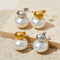 Elegant simple style oval plating inlay stainless steel pearl ear studs