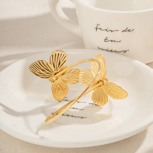 Butterfly stainless steel plating titanium steel 18k gold plated bangle