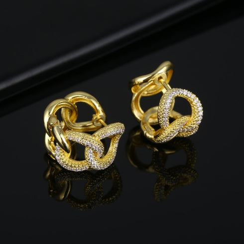 Irregular plating inlay zircon earrings