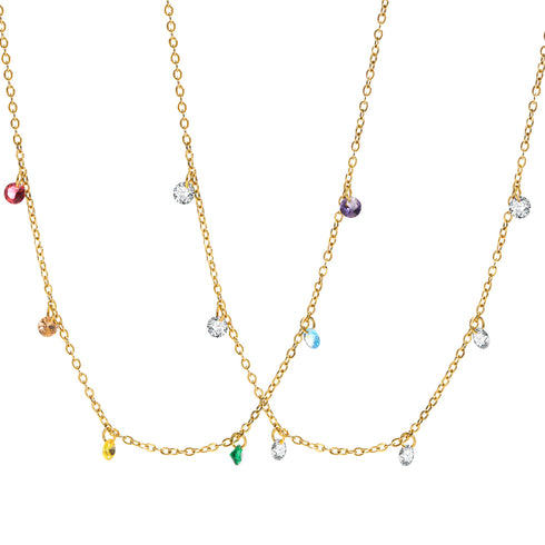 Colorful stainless steel plating inlay zircon necklace