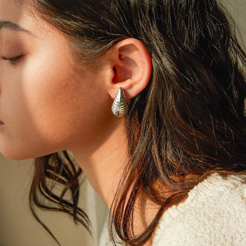 Water droplets stainless steel 18k gold plated ear studs