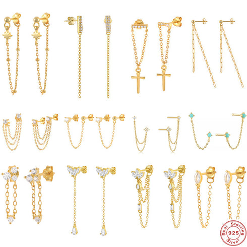 Fashion cross star water droplets sterling silver inlay