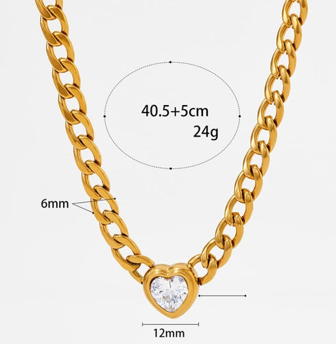 Heart shape stainless steel inlay zircon bracelets earrings necklace