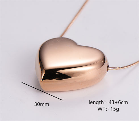 Heart shape stainless steel 18k gold plated pendant necklace
