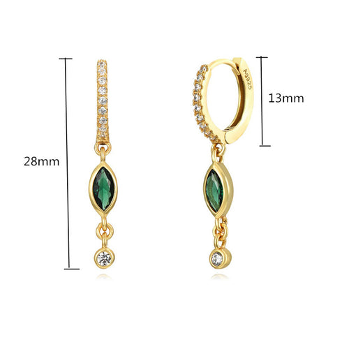 Horse eye inlay copper zircon drop earrings