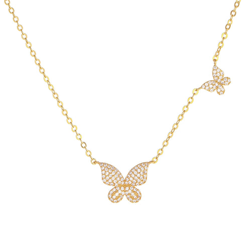 Butterfly plating zircon necklace