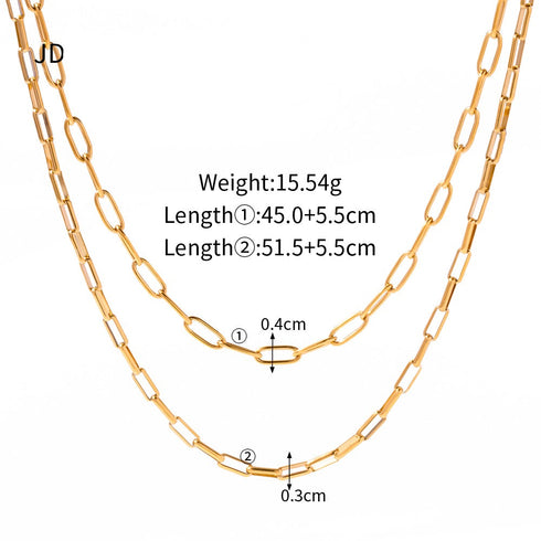 Layered stainless steel plating 18k gold plated necklace