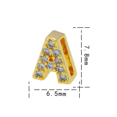 Letter titanium steel copper 18k gold plated charms (without chain)