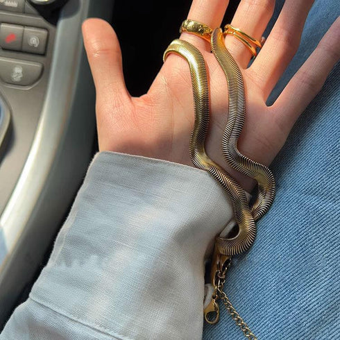 Super bright snake bones chain flat chain pure necklace hot girl necklace titanium steel