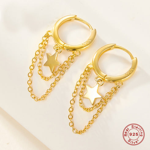 Sterling silver 18k gold plated drop earrings
