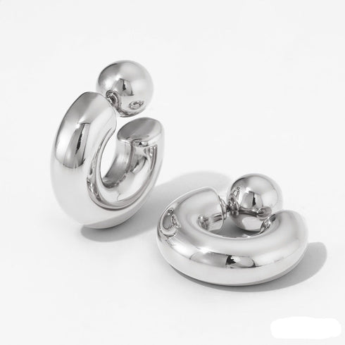 Geometric solid color plating stainless steel ear studs