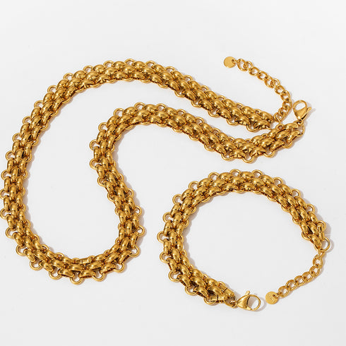 Simple style solid color stainless steel patchwork necklace