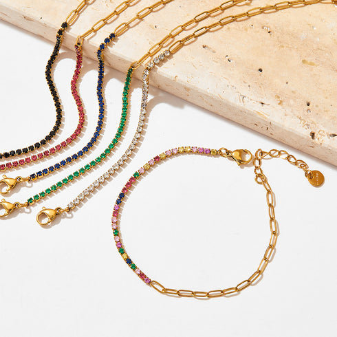 Stainless steel plating inlay zircon women's bracelets