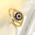 Devil's eye copper plating inlay zircon 18k gold plated open rings