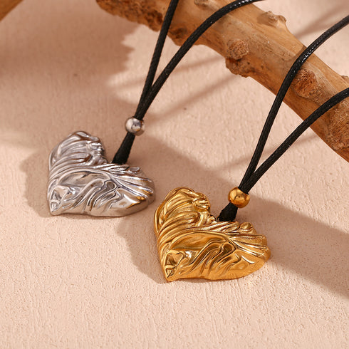 Style heart shape stainless steel plating 18k gold plated pendant necklace