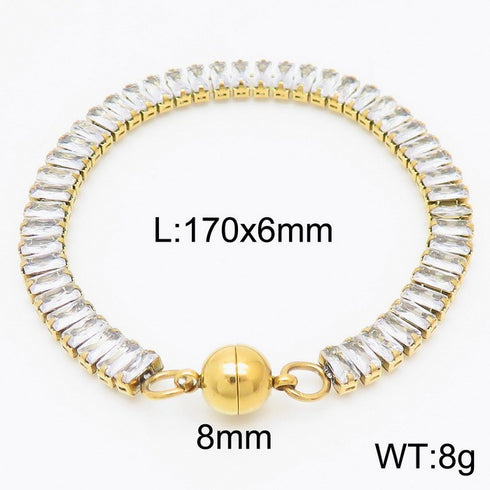 Geometric titanium steel plating inlay zircon bracelets