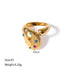 Water droplets stainless steel zircon 18k gold plated open rings