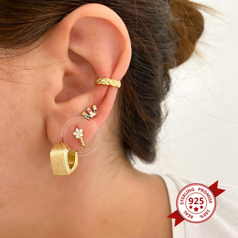 American light luxury s925 silver needle geometric five-pointed