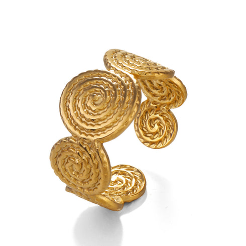 Spiral stainless steel plating 18k gold plated open rings
