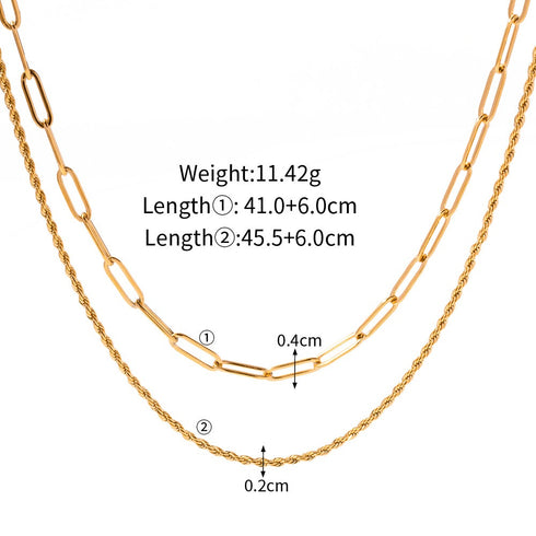 Layered stainless steel plating 18k gold plated necklace