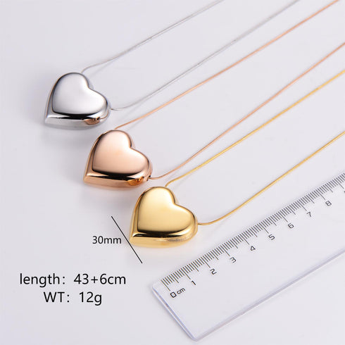 Heart shape stainless steel 18k gold plated pendant necklace
