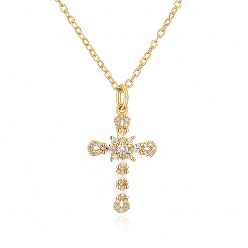 Zircon cross pendant necklace