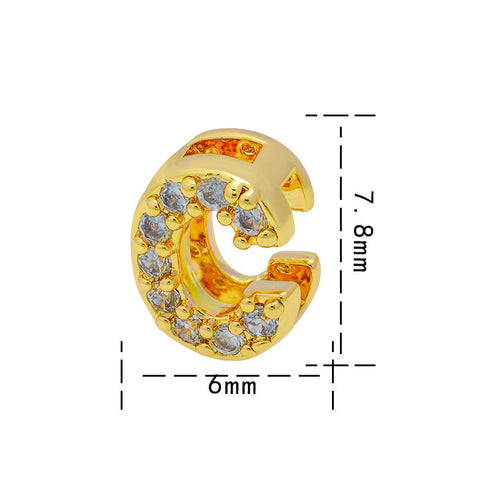 Letter titanium steel copper 18k gold plated charms (without chain)