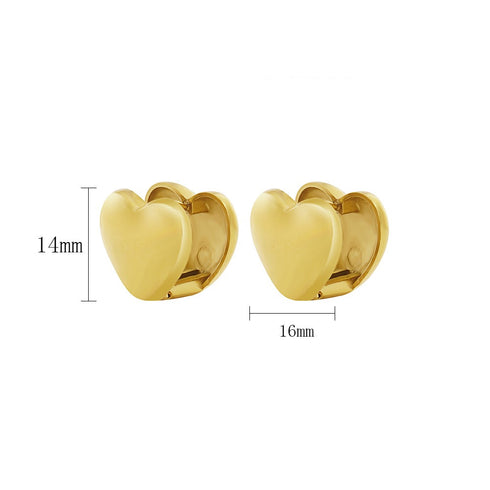 Sweet heart shape polishing plating stainless steel 18k gold plated earrings