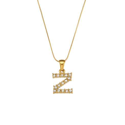 Letter stainless steel necklace plating zircon stainless steel necklaces