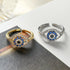 Devil's eye copper plating inlay zircon 18k gold plated open rings
